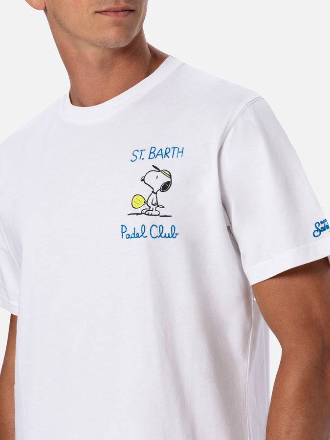 Mc2 Saint Barth T-shirt da uomo in cotone con stampa e ricamo Snoopy padel| EDIZIONE SPECIALE SNOOPY PEANUTS™ Smaltimento dello stoccaggio