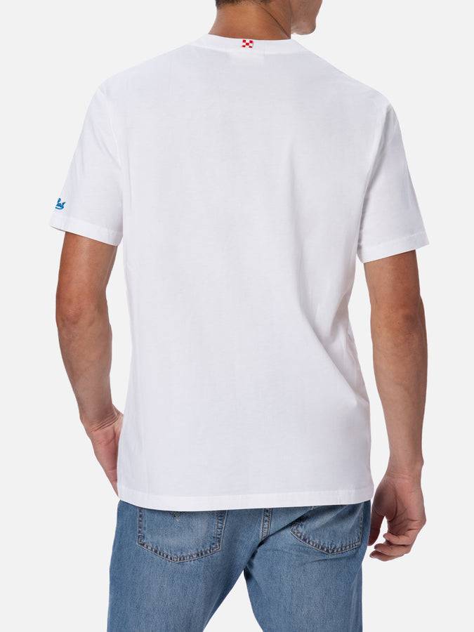 Mc2 Saint Barth T-shirt da uomo in cotone con stampa e ricamo Snoopy padel| EDIZIONE SPECIALE SNOOPY PEANUTS™ Smaltimento dello stoccaggio