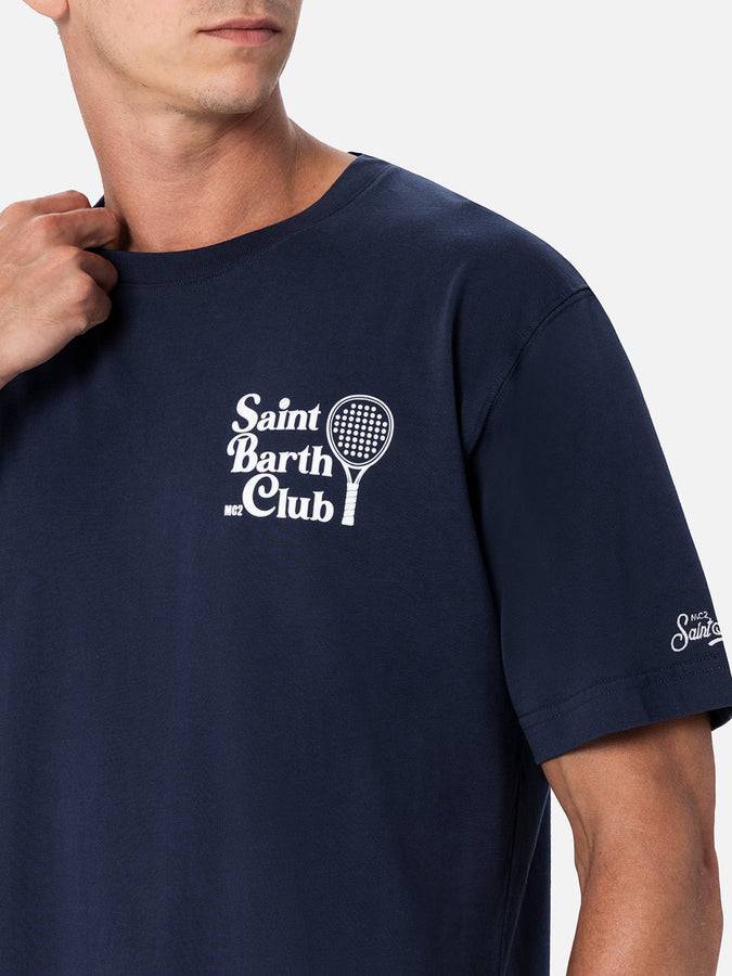 Mc2 Saint Barth T-shirt da uomo in cotone con stampa del club padel Saint Barth davanti e dietro Offerta migliore