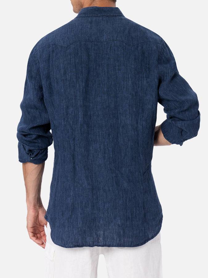 Mc2 Saint Barth Camicia uomo in denim di lino delave' Greg Online Outlet