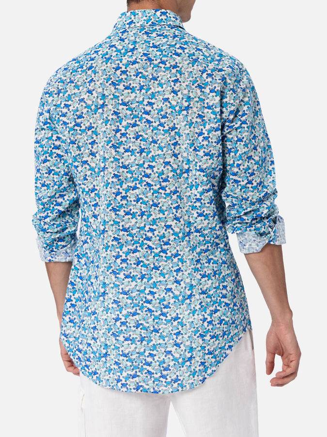 Mc2 Saint Barth Man muslin cotton shirt Sikelia with crab print Offerta temporanea