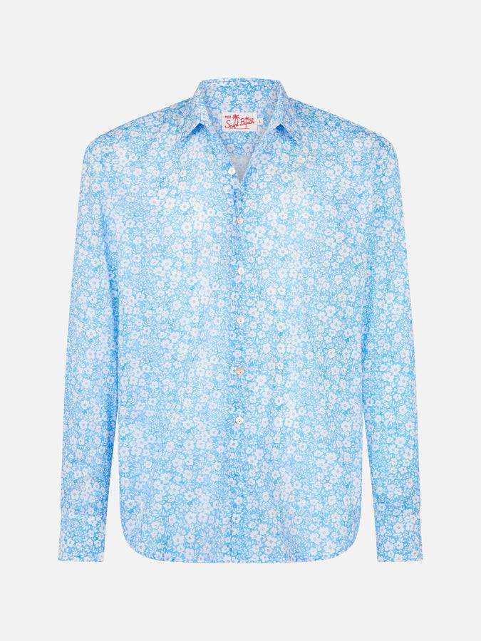 Mc2 Saint Barth Camicia uomo Sikelia in mussola di cotone con stampa micro fiori Offerte esclusive