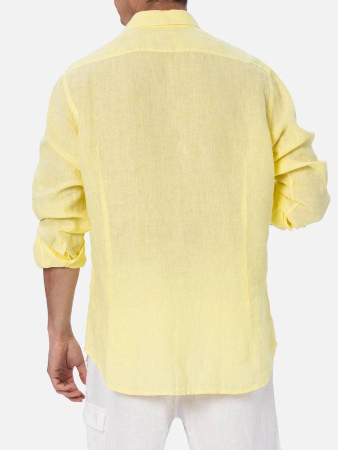 Mc2 Saint Barth Camicia da uomo in lino giallo pallido Pamplona Grandi sconti