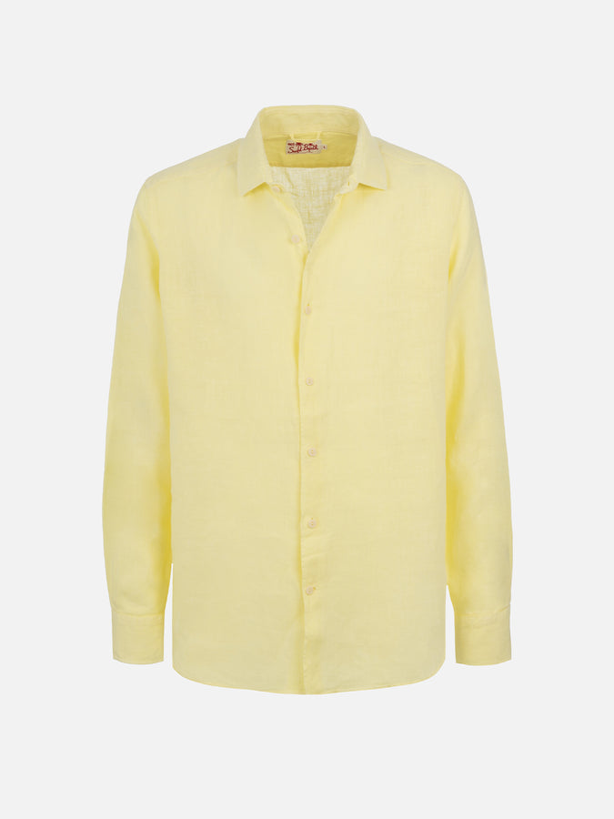 Mc2 Saint Barth Camicia da uomo in lino giallo pallido Pamplona Grandi sconti