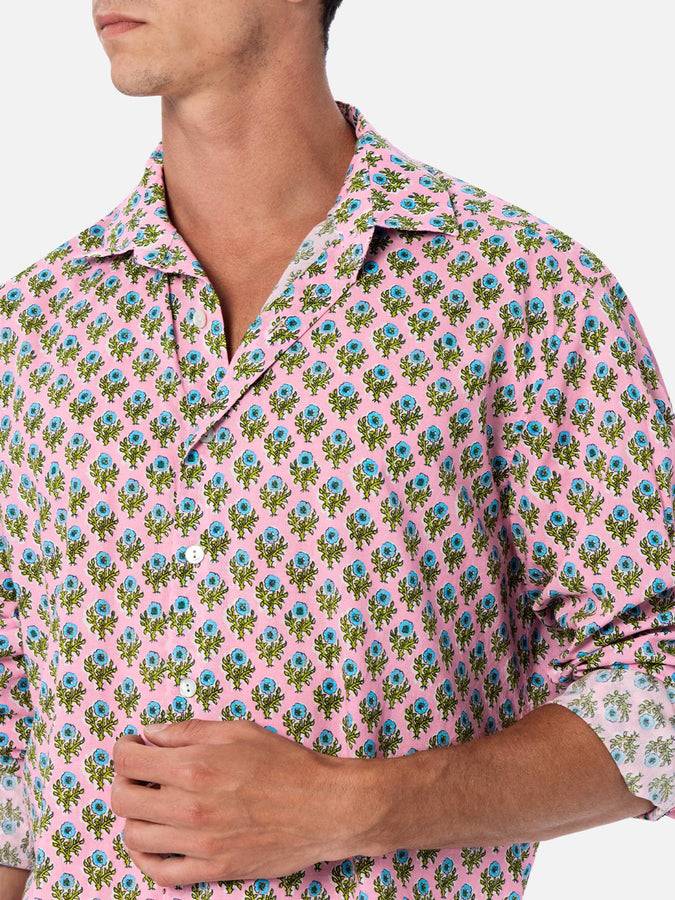 Mc2 Saint Barth Camicia uomo Sikelia in mussola di cotone con stampa radicale di fiori Liquidazione