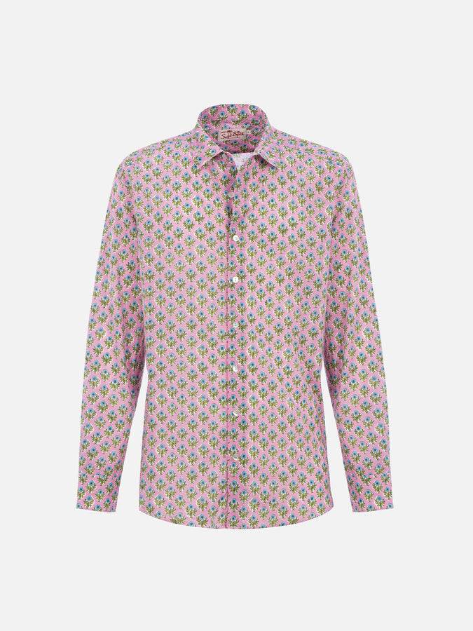 Mc2 Saint Barth Camicia uomo Sikelia in mussola di cotone con stampa radicale di fiori Liquidazione