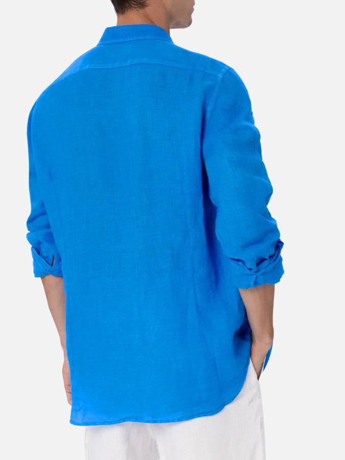 Mc2 Saint Barth Man watercolor bluette linen shirt Pamplona Comprane uno, ottenene uno gratis