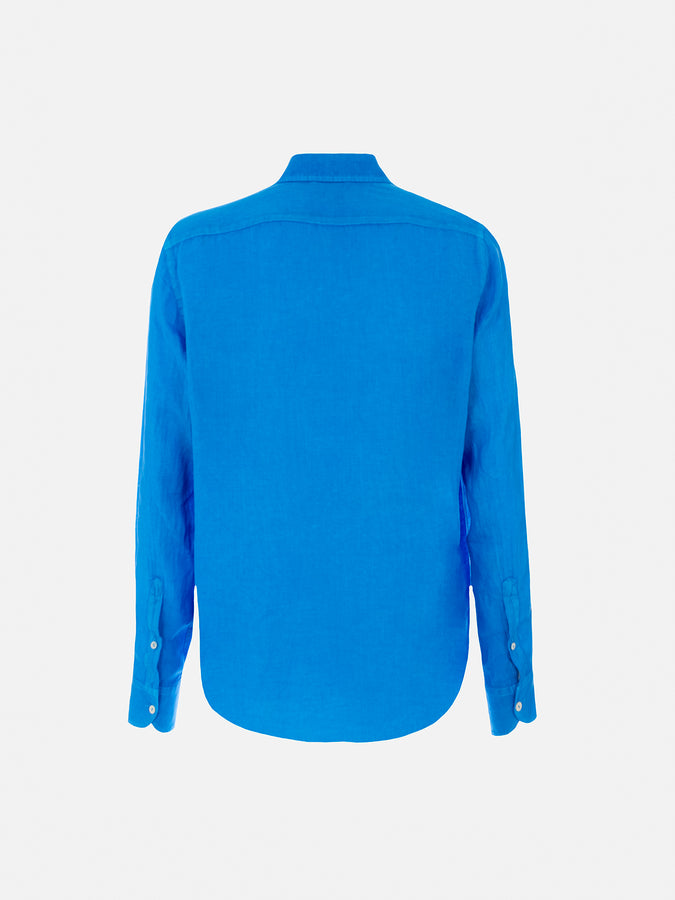 Mc2 Saint Barth Man watercolor bluette linen shirt Pamplona Comprane uno, ottenene uno gratis