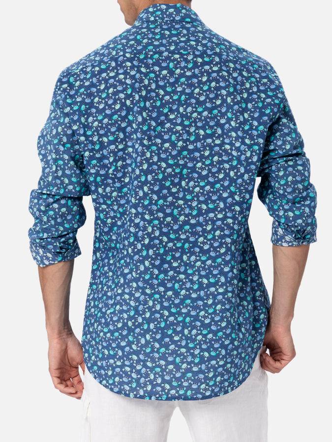 Mc2 Saint Barth Camicia uomo Sikelia in mussola di cotone con stampa granchi Sconti VIP