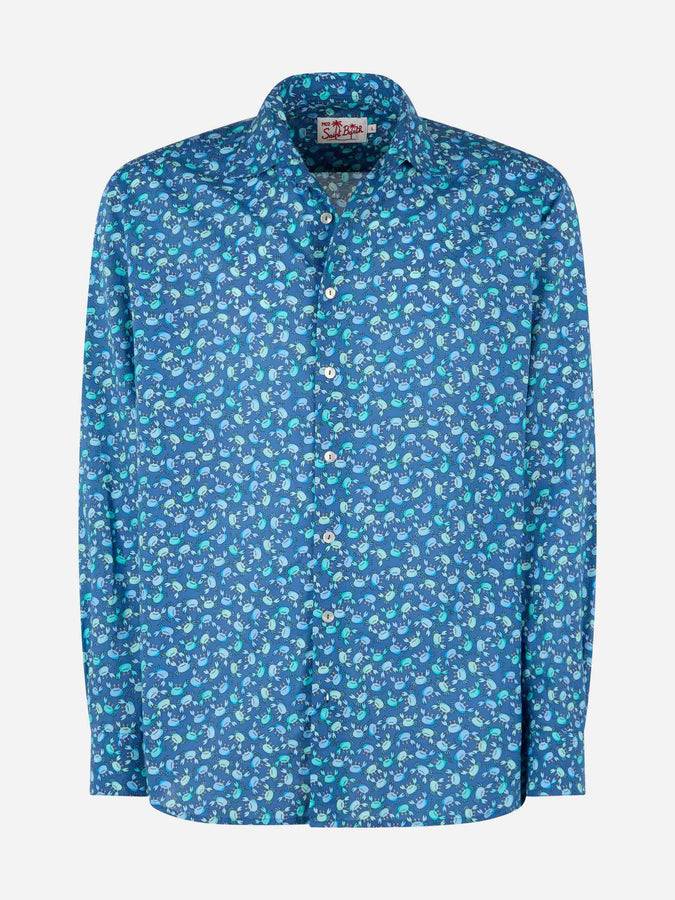 Mc2 Saint Barth Camicia uomo Sikelia in mussola di cotone con stampa granchi Sconti VIP