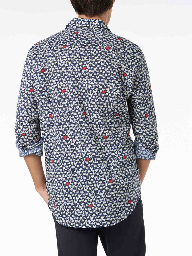 Mc2 Saint Barth Camicia da uomo Sikelia in mussola di cotone con stampa palme Prezzo basso