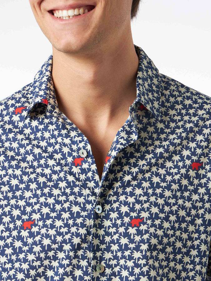 Mc2 Saint Barth Camicia da uomo Sikelia in mussola di cotone con stampa palme Prezzo basso