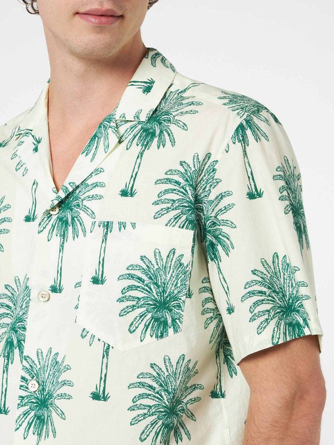 Mc2 Saint Barth Camicia da uomo Kalea in cotone con stampa palme Ritorno libero