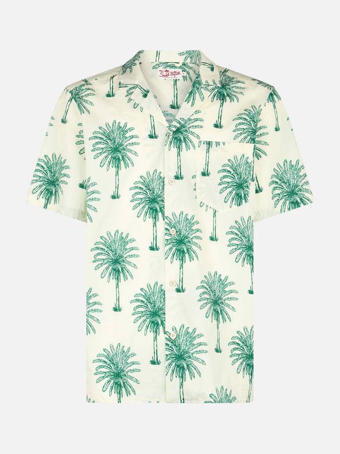 Mc2 Saint Barth Camicia da uomo Kalea in cotone con stampa palme Ritorno libero