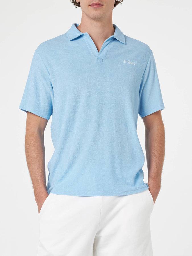 Mc2 Saint Barth Polo da uomo in spugna azzurra Jeremy Latest stili