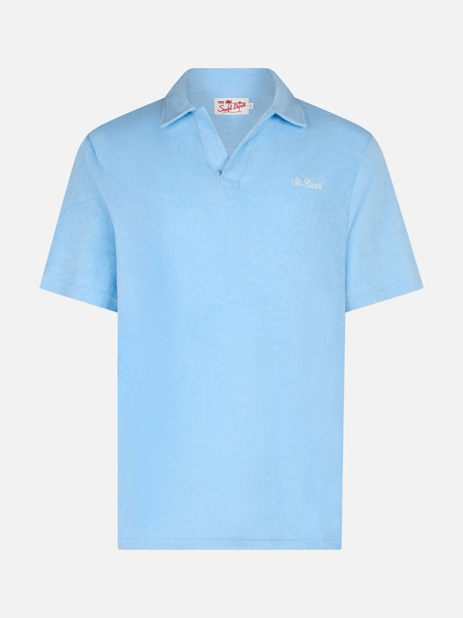 Mc2 Saint Barth Polo da uomo in spugna azzurra Jeremy Latest stili