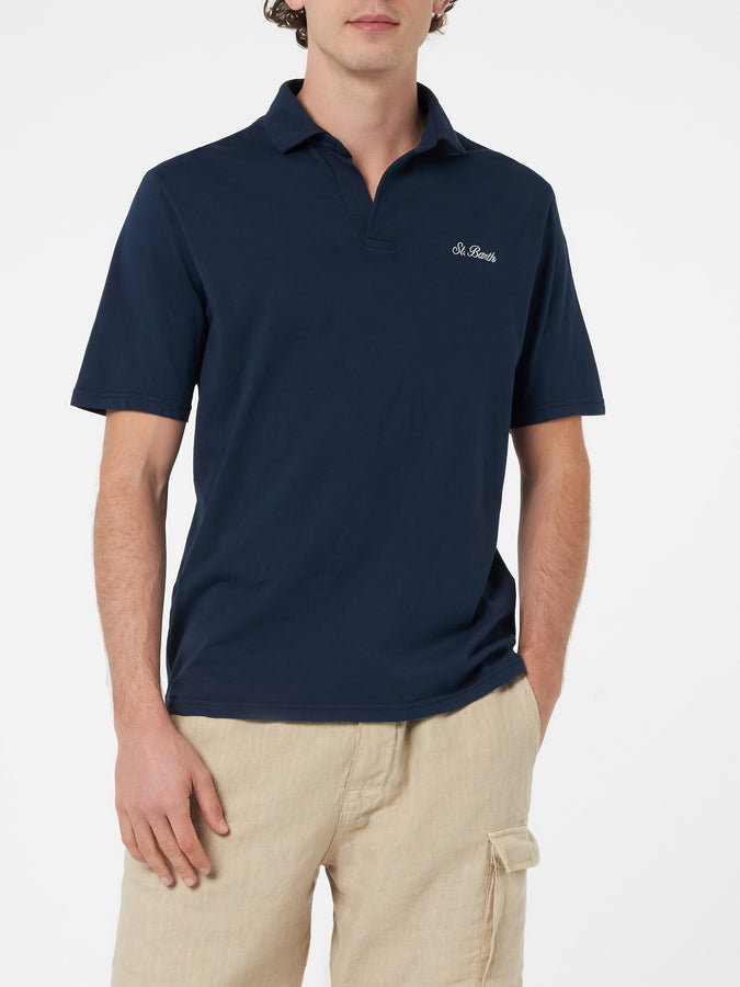 Mc2 Saint Barth Polo da uomo Brighton in jersey di cotone blu Ultimi due giorni