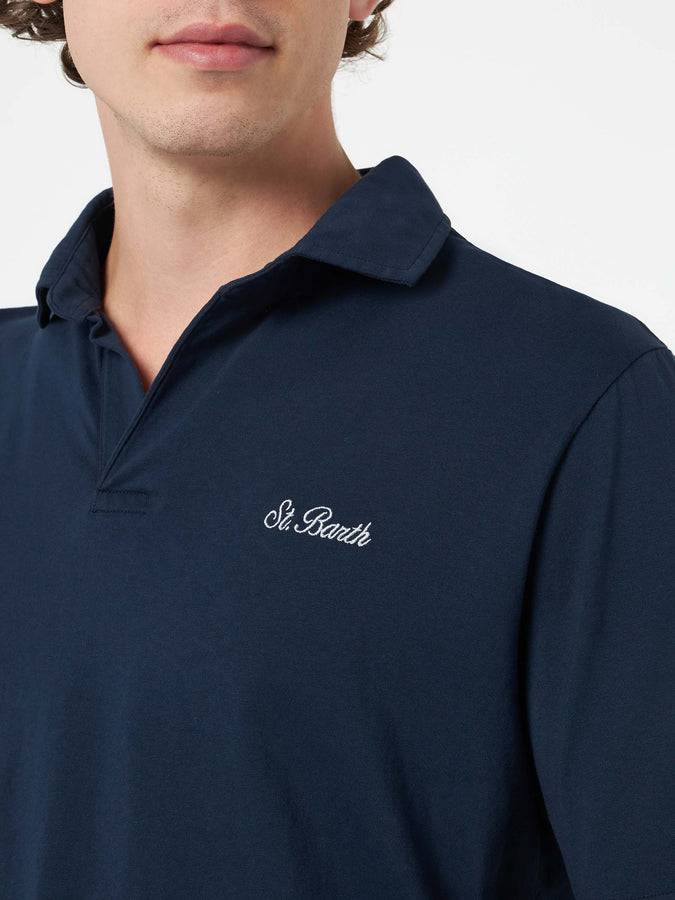 Mc2 Saint Barth Polo da uomo Brighton in jersey di cotone blu Ultimi due giorni
