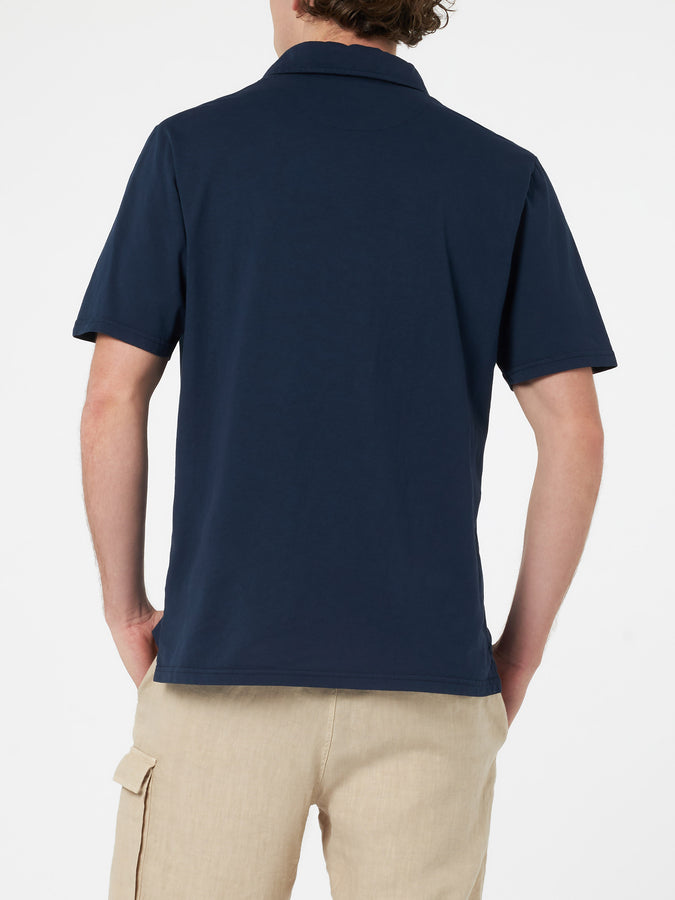 Mc2 Saint Barth Polo da uomo Brighton in jersey di cotone blu Ultimi due giorni