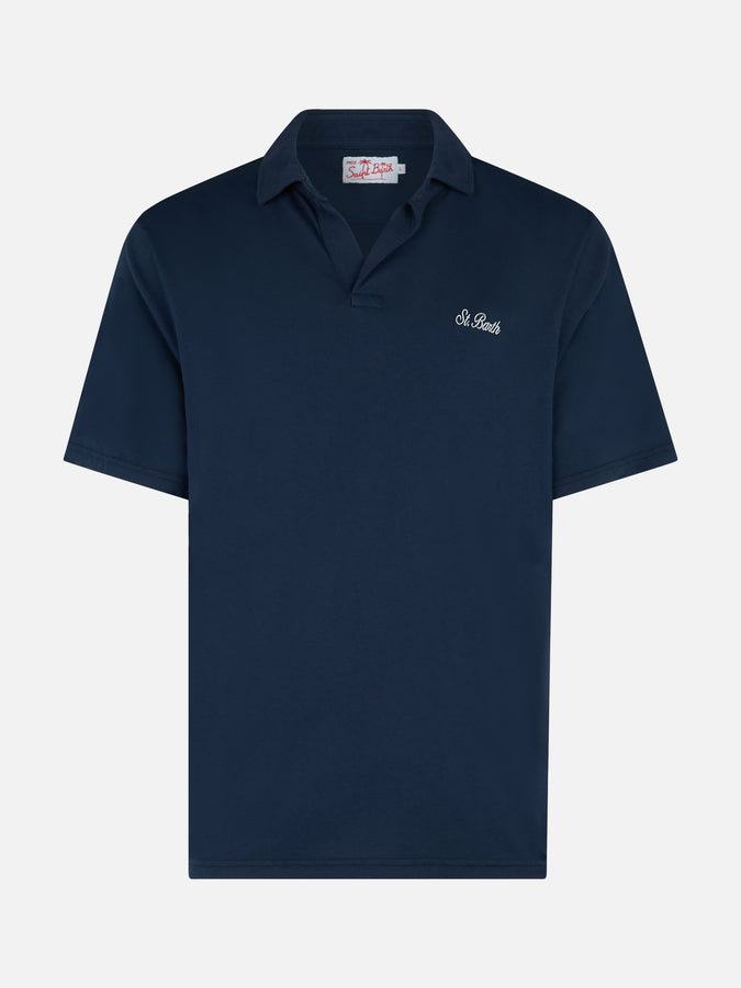 Mc2 Saint Barth Polo da uomo Brighton in jersey di cotone blu Ultimi due giorni
