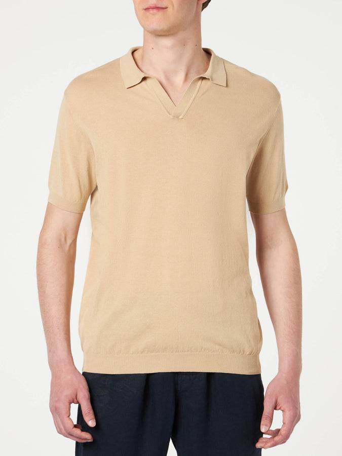 Mc2 Saint Barth Polo da uomo beige in maglia Fino al 50% di sconto