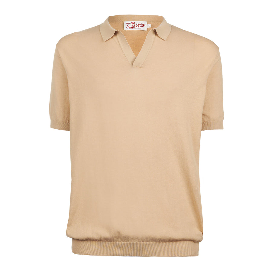 Mc2 Saint Barth Polo da uomo beige in maglia Fino al 50% di sconto