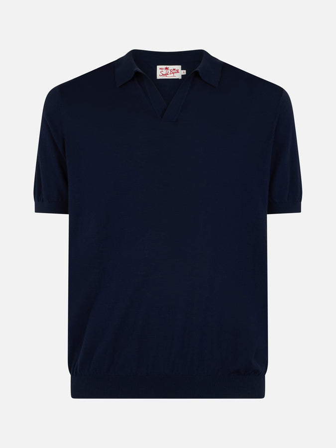 Mc2 Saint Barth Polo da uomo in maglia blu navy Sloan Fino al 60% di sconto