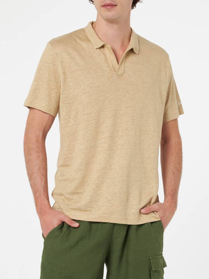 Mc2 Saint Barth Polo da uomo in lino beige Fraser Fino al 65% di sconto
