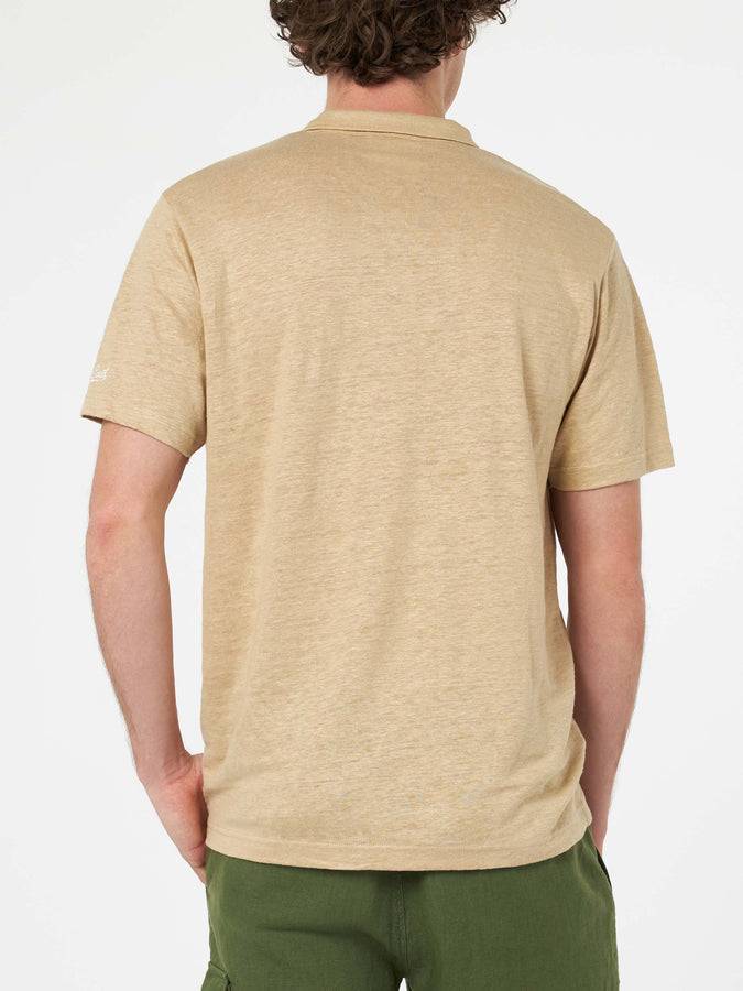 Mc2 Saint Barth Polo da uomo in lino beige Fraser Fino al 65% di sconto