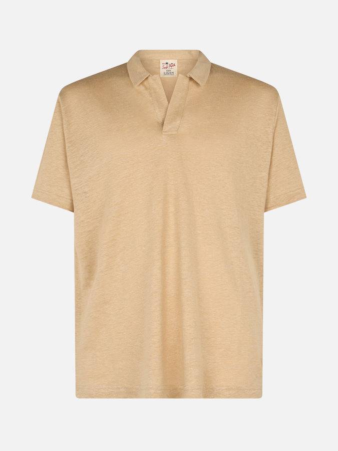 Mc2 Saint Barth Polo da uomo in lino beige Fraser Fino al 65% di sconto