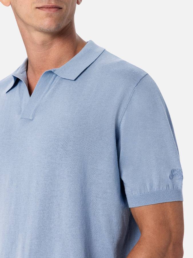 Mc2 Saint Barth Polo da uomo in maglia azzurra Sloan Only for today