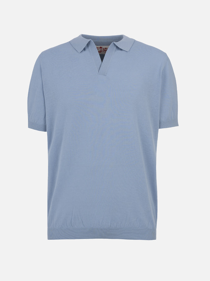 Mc2 Saint Barth Polo da uomo in maglia azzurra Sloan Only for today