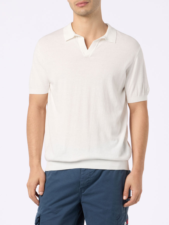 Mc2 Saint Barth Polo da uomo in maglia Sloan color panna Sostegno trimestrale