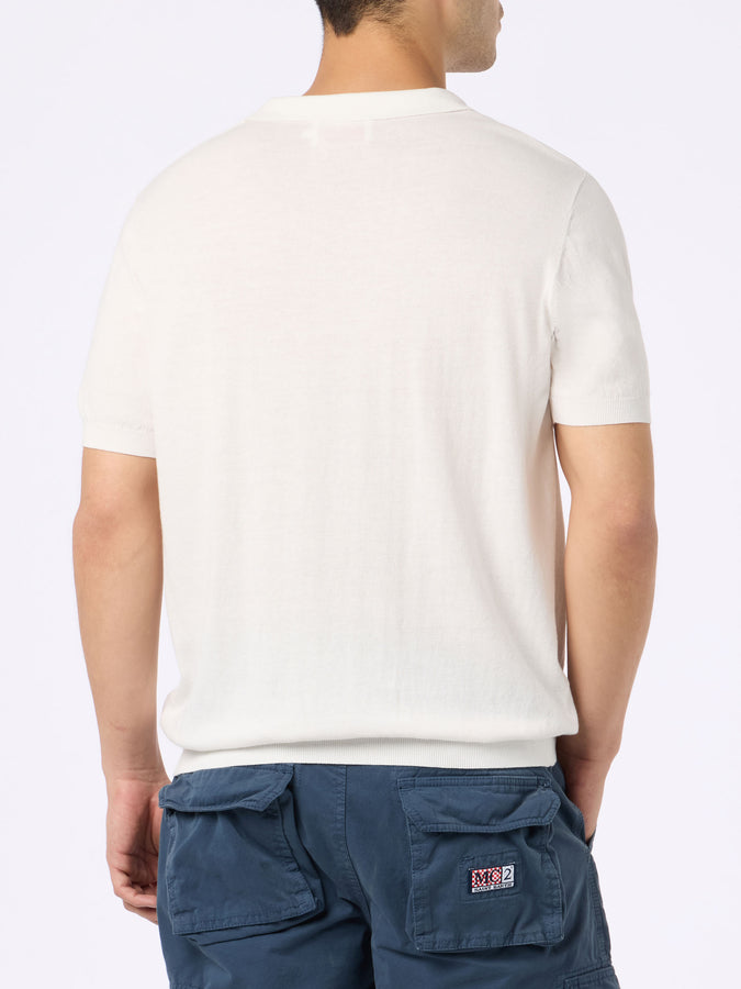 Mc2 Saint Barth Polo da uomo in maglia Sloan color panna Sostegno trimestrale