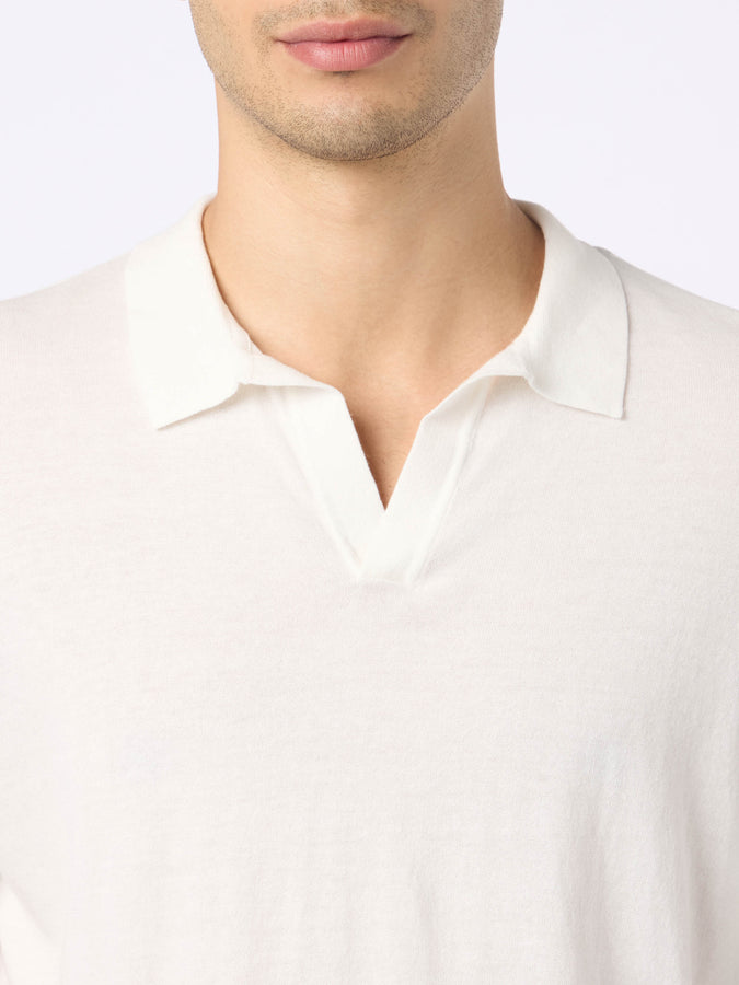 Mc2 Saint Barth Polo da uomo in maglia Sloan color panna Sostegno trimestrale