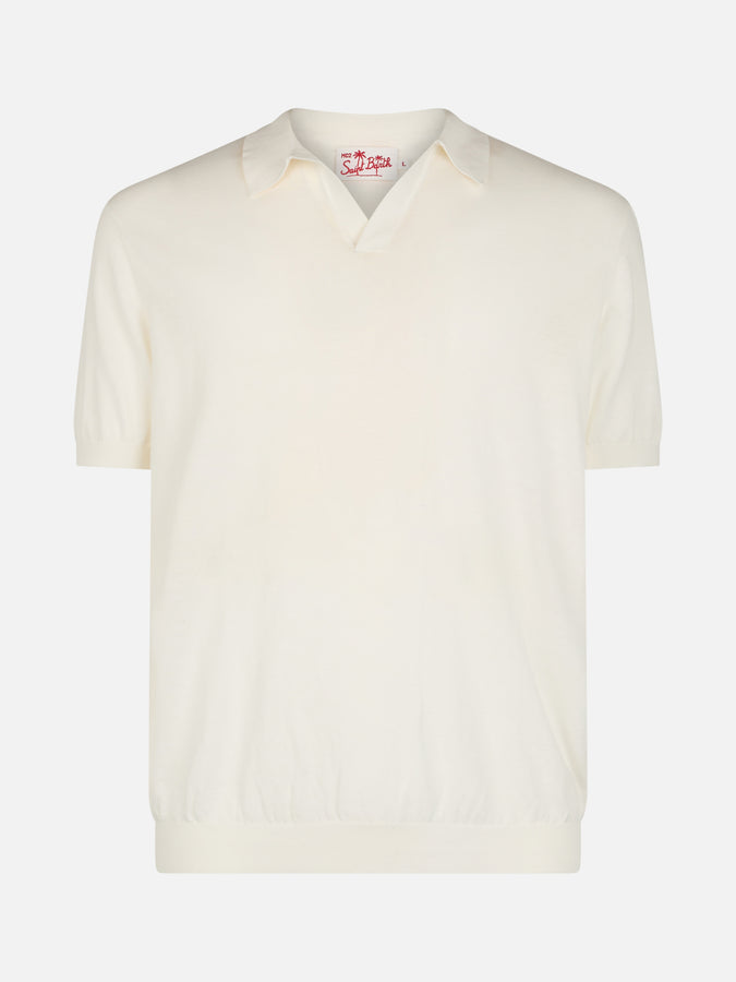 Mc2 Saint Barth Polo da uomo in maglia Sloan color panna Sostegno trimestrale