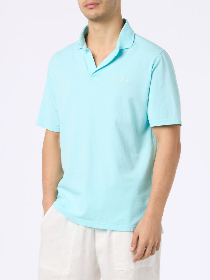 Mc2 Saint Barth Polo da uomo Brighton in jersey di cotone verde acqua Discount Store per i nuovi prodotti