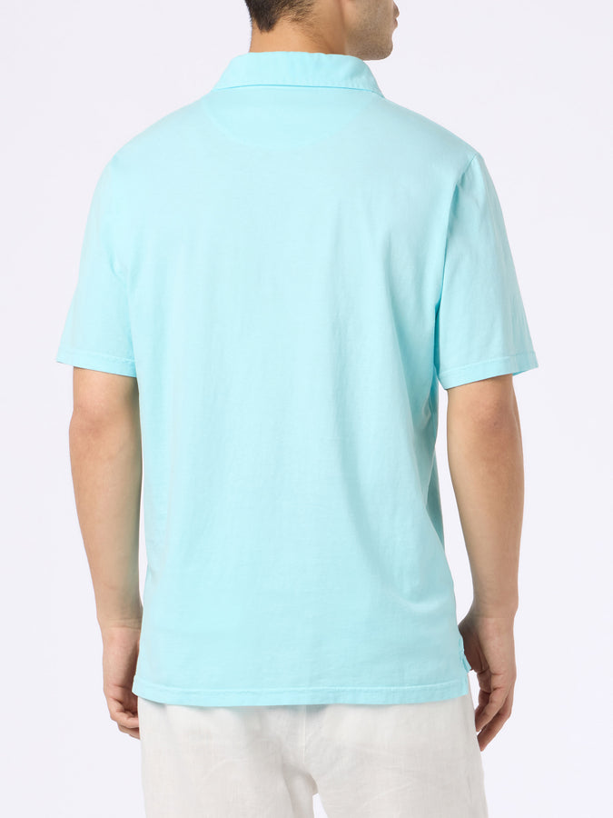 Mc2 Saint Barth Polo da uomo Brighton in jersey di cotone verde acqua Discount Store per i nuovi prodotti