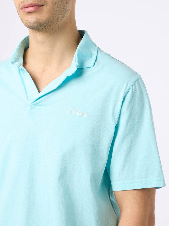 Mc2 Saint Barth Polo da uomo Brighton in jersey di cotone verde acqua Discount Store per i nuovi prodotti