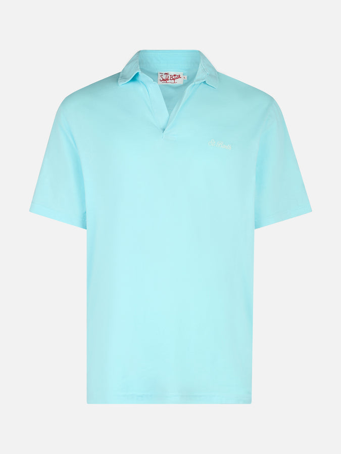 Mc2 Saint Barth Polo da uomo Brighton in jersey di cotone verde acqua Discount Store per i nuovi prodotti