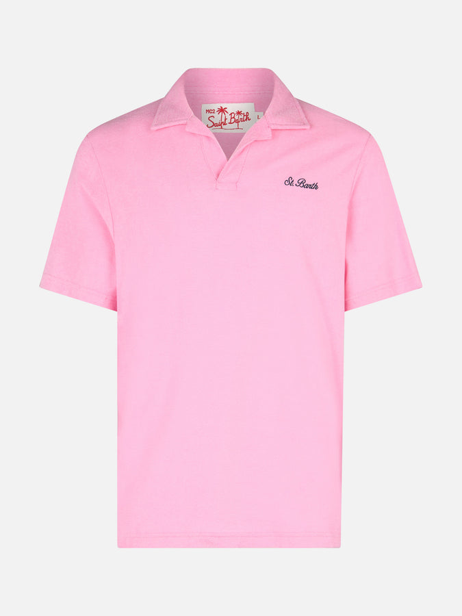 Mc2 Saint Barth Polo da uomo in spugna rosa Jeremy Solo un giorno rimasto