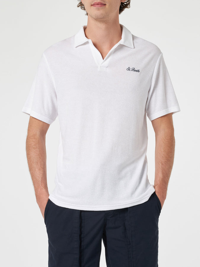 Mc2 Saint Barth Polo da uomo in spugna bianca Jeremy Super sconto