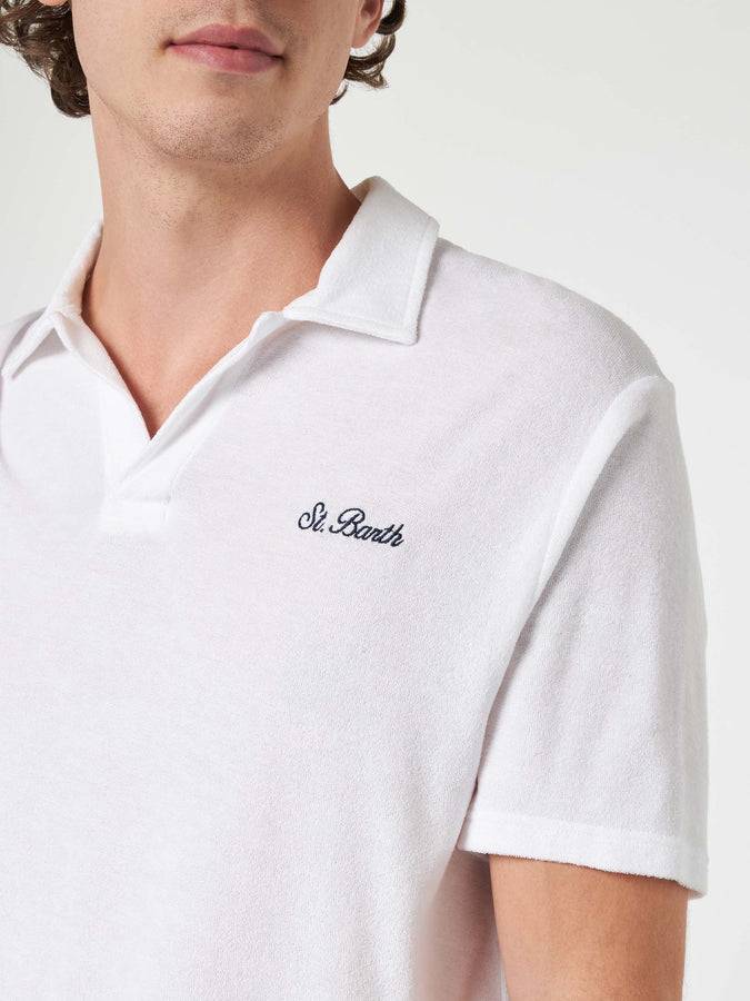 Mc2 Saint Barth Polo da uomo in spugna bianca Jeremy Super sconto