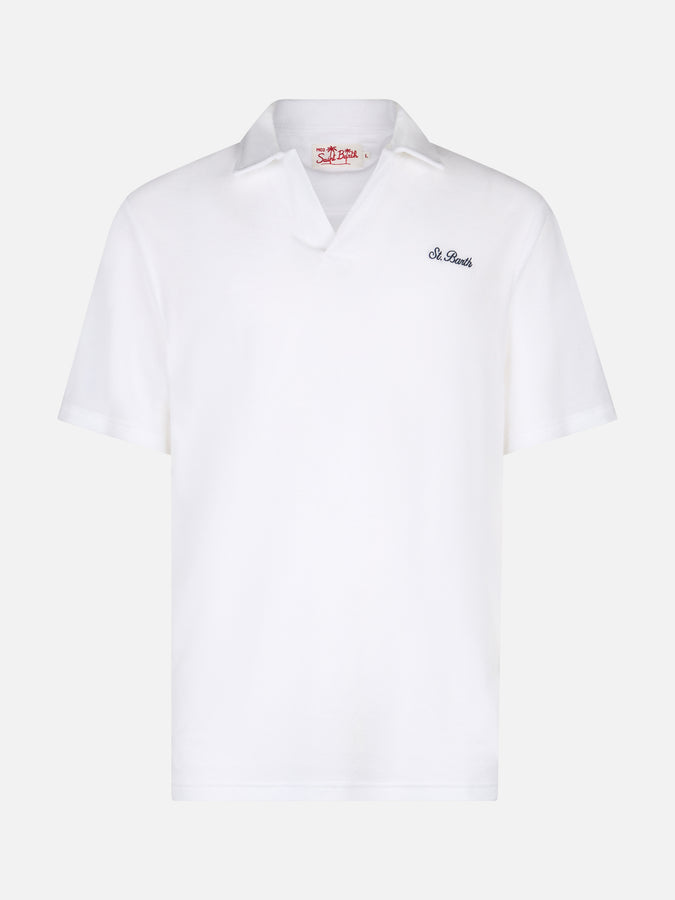 Mc2 Saint Barth Polo da uomo in spugna bianca Jeremy Super sconto