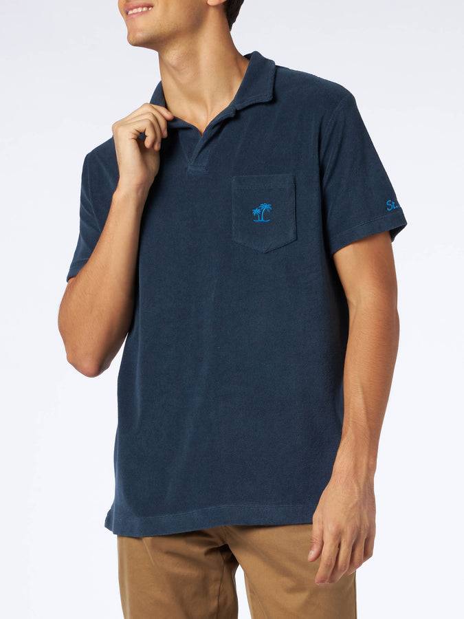 Mc2 Saint Barth Polo da uomo in spugna blu navy Trasporto libero internazionale