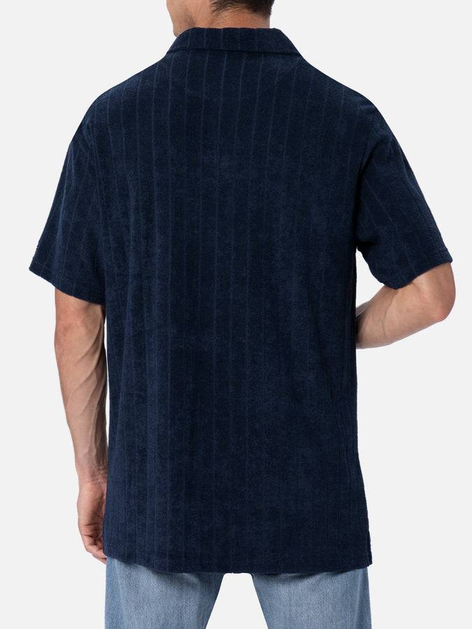 Mc2 Saint Barth Polo da uomo in spugna blu a costine Jeremy Officina