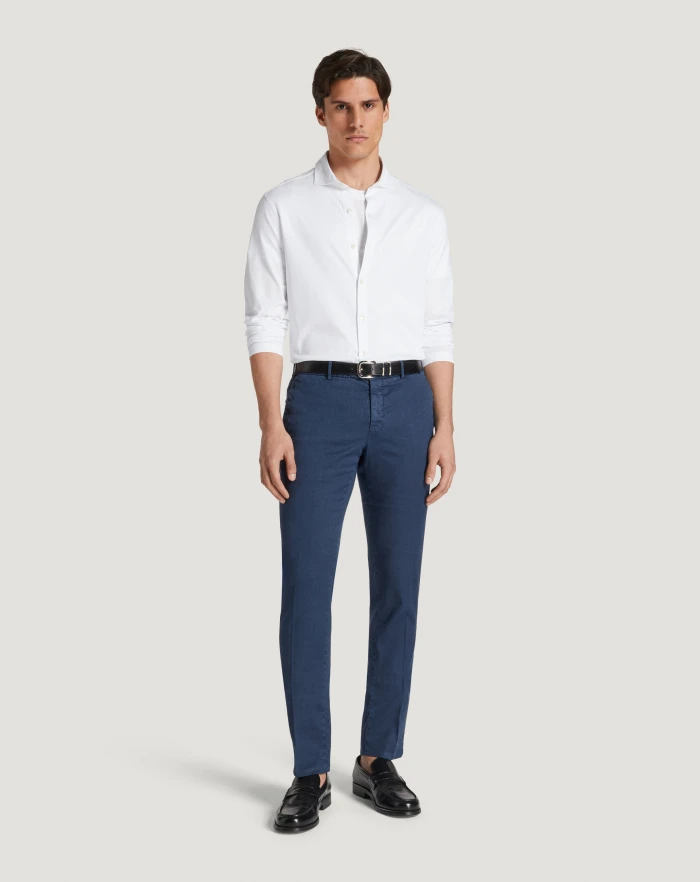 Pantaloni Torino Pantaloni Slim in lino stretch délavé Vendita
