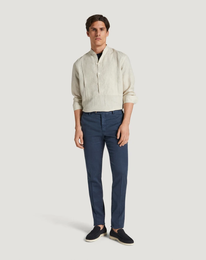 Pantaloni Torino Pantaloni Slim in lino stretch délavé Sottocosto