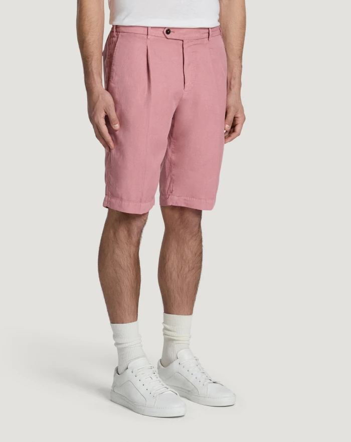 Pantaloni Torino Bermuda in cotone e lino batavia Saldi Di Fabbrica