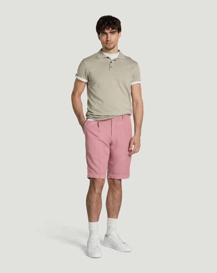 Pantaloni Torino Bermuda in cotone e lino batavia Saldi Di Fabbrica